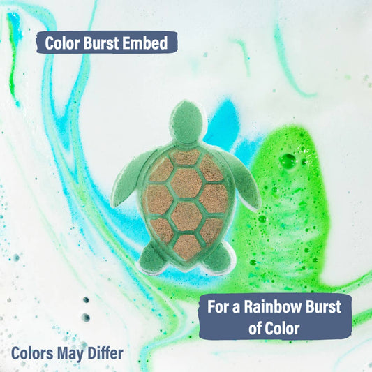 Bath Bomb | Hand Painted | Color Burst | Sea Turtle