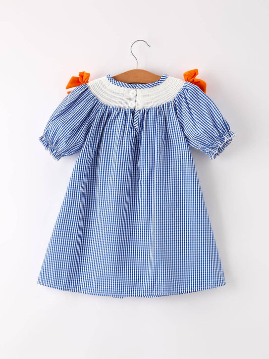 Fall Thanksgiving & Halloween Truck Smock Embroidery Baby Girl Dress