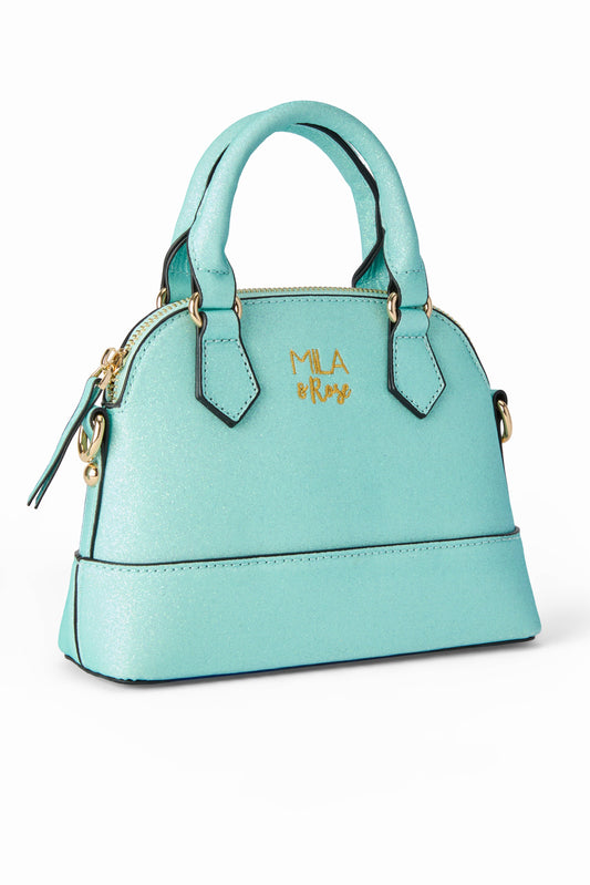 Aqua Glitter Girl's Crossbody Purse