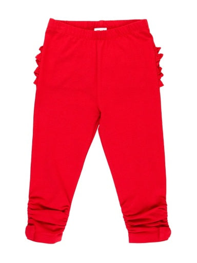 Baby Ruched Bow Leggings Red