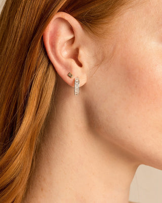 Mom Baguette Mini Hoop Earrings