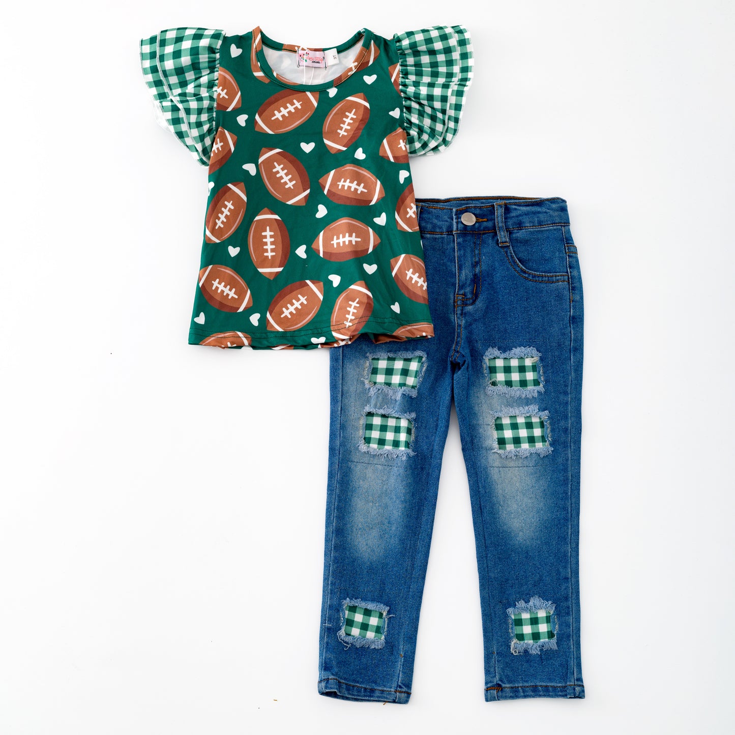 Gingham Football Girl's Set
