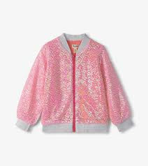 Girls Pearl Mermaid Sequined Bomber Jacket