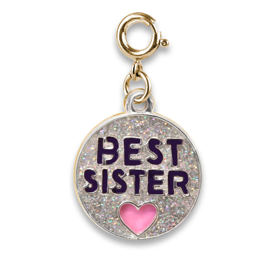 Gold Glitter Best Sister Charm
