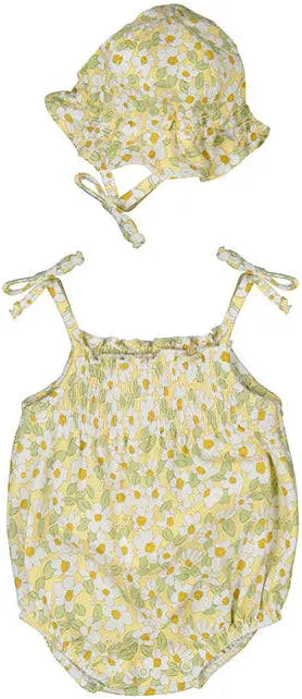 Daisy Bloom Romper & Bonnet Set