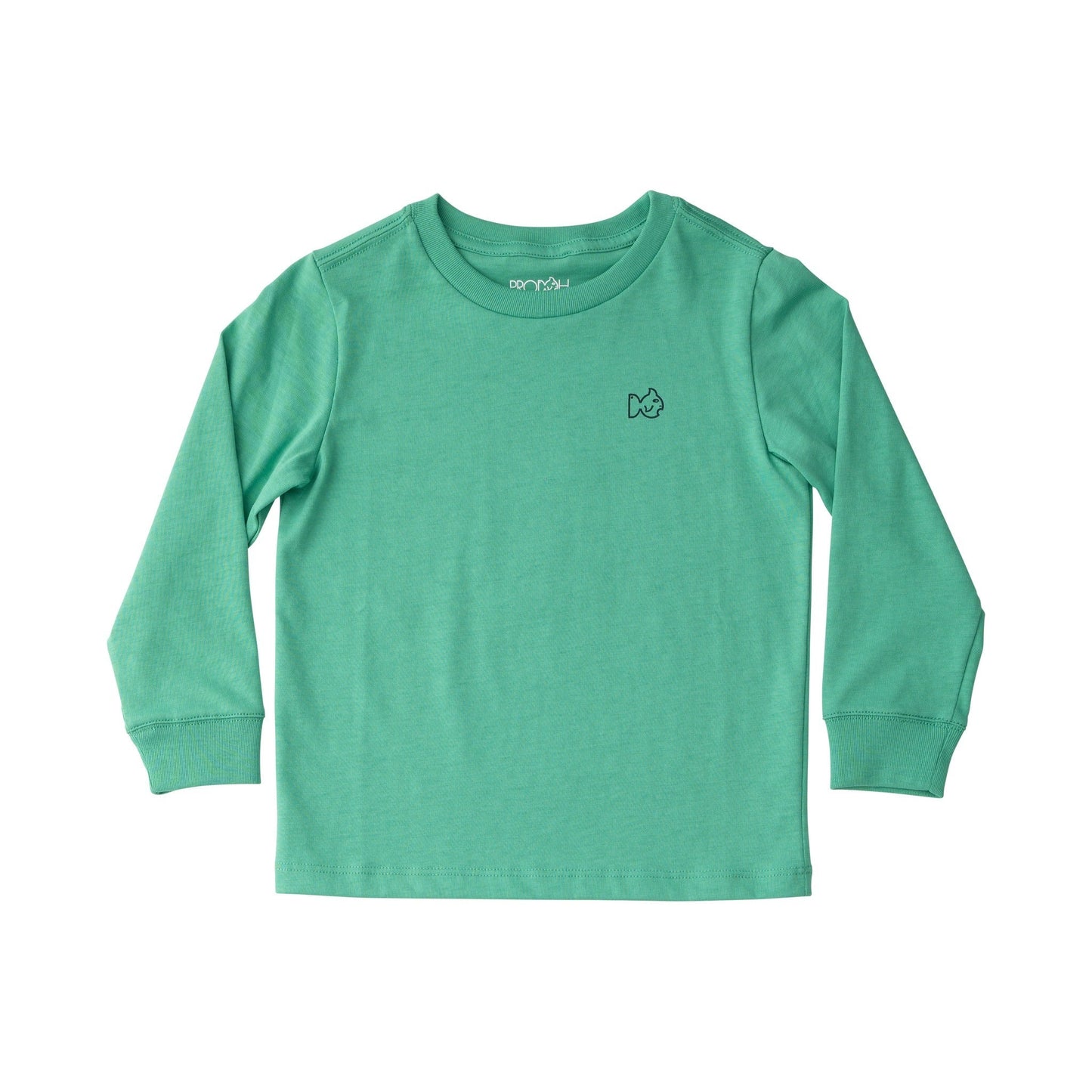 Kids Long Sleeve Cotton T-Shirt in Holiday Green with Vintage Cars and Christmas Trees