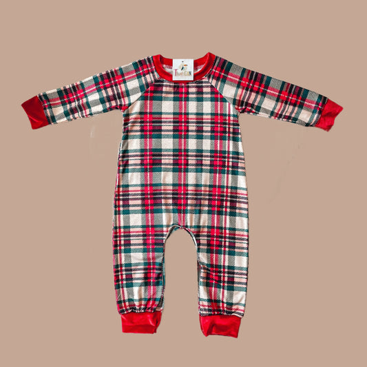 Red Christmas Plaid Infant Boy Romper