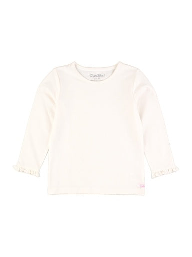 Knit Long Sleeve Ruffle Sleeve Top Ivory