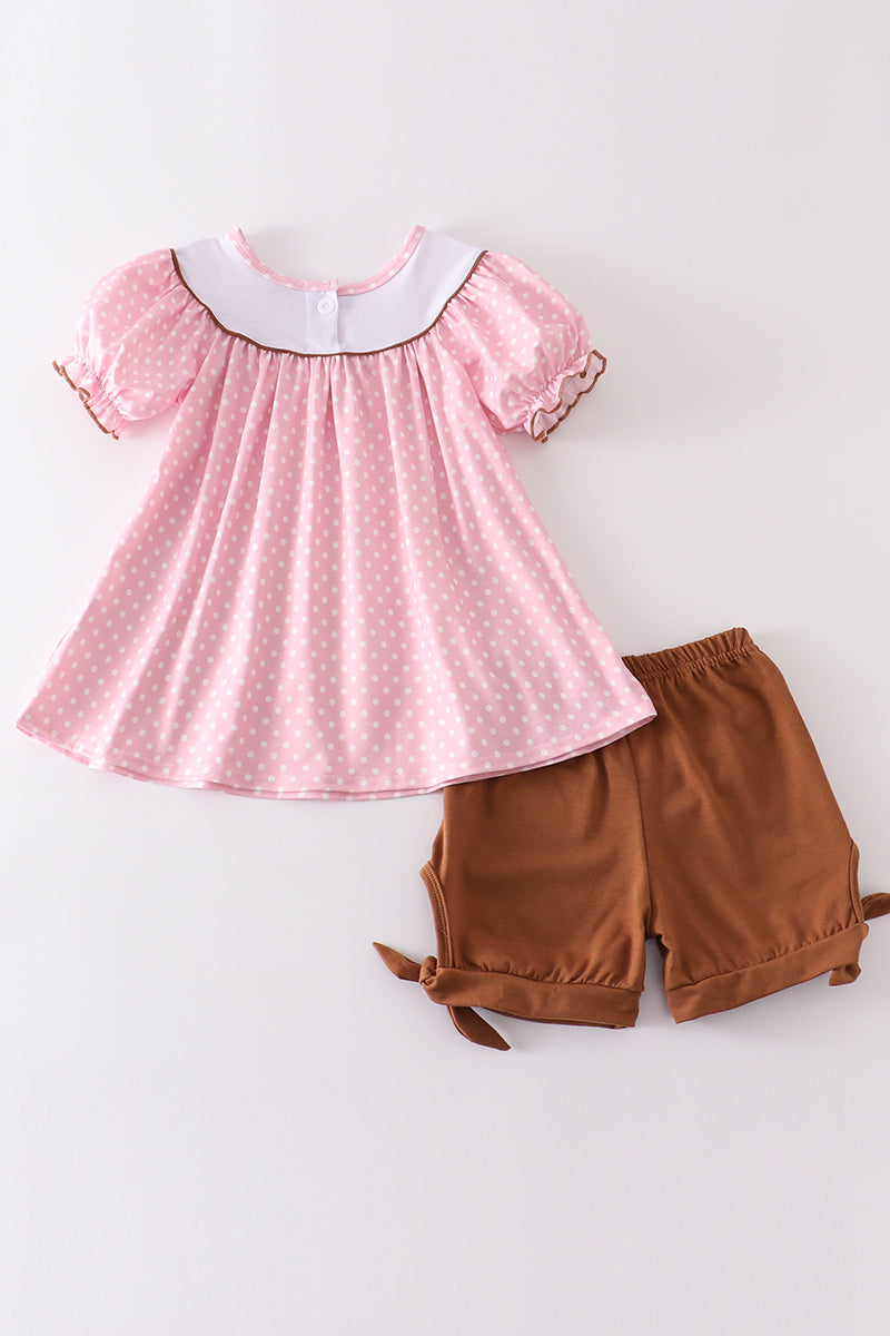 Pink west cowboy embroidery girl set