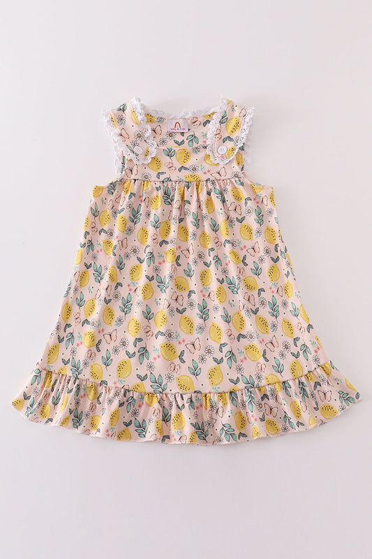 Lemon print girl dress