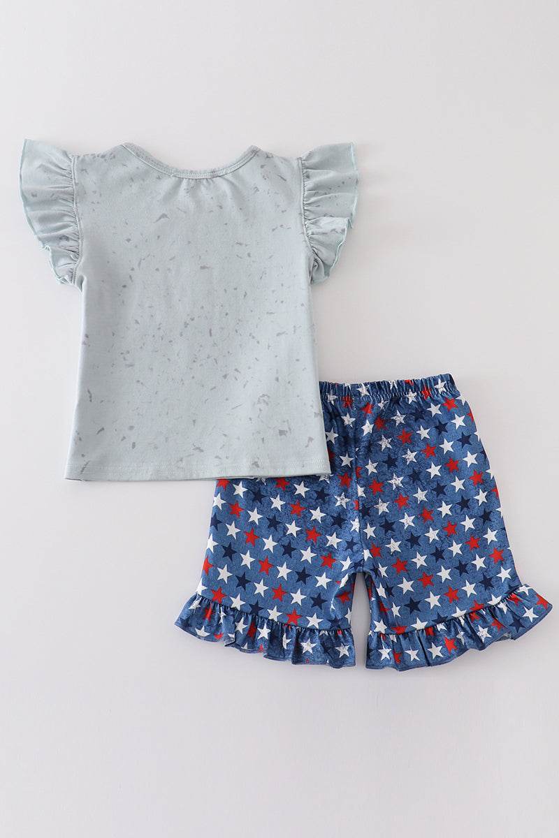 Patriotic USA french knot girl set