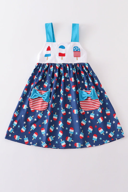 Patriotic popsicle embroidery strap dress