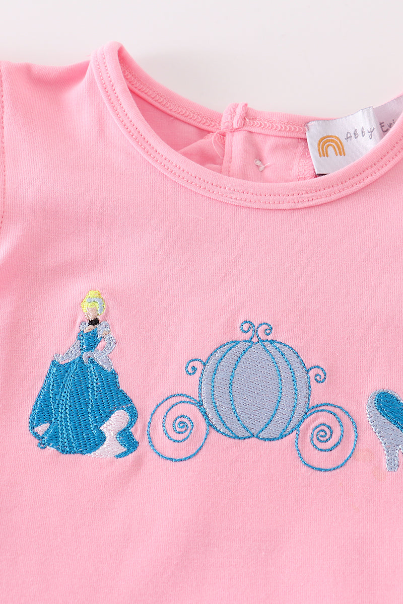 Pink cinderella embroidery baby set
