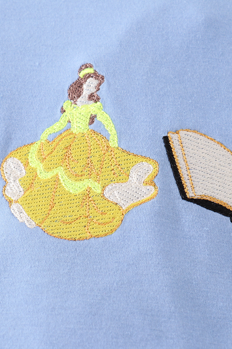 Blue princess embroidery baby set