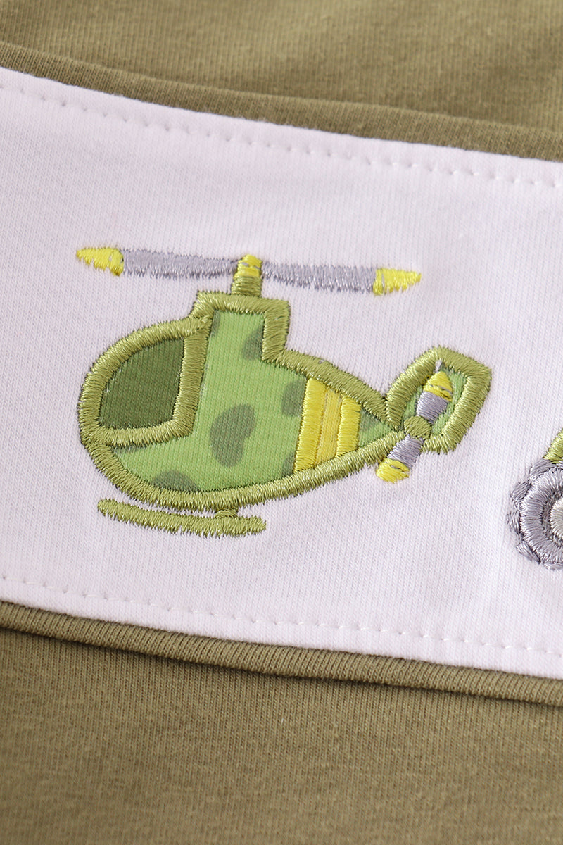 Camouflage helicopter applique boy set
