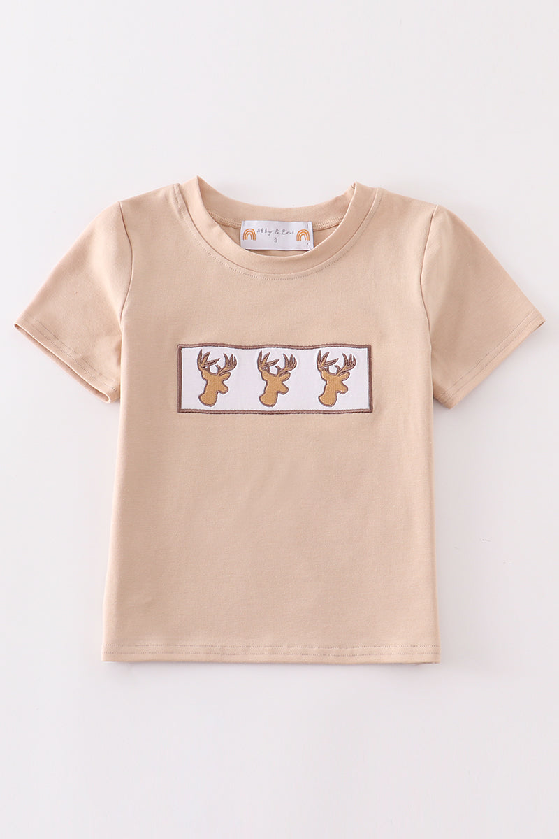 Antler embroidery boy top