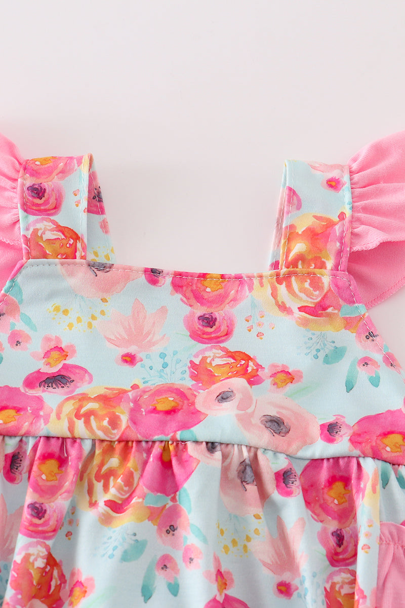 Pink floral ruffle girl bubble