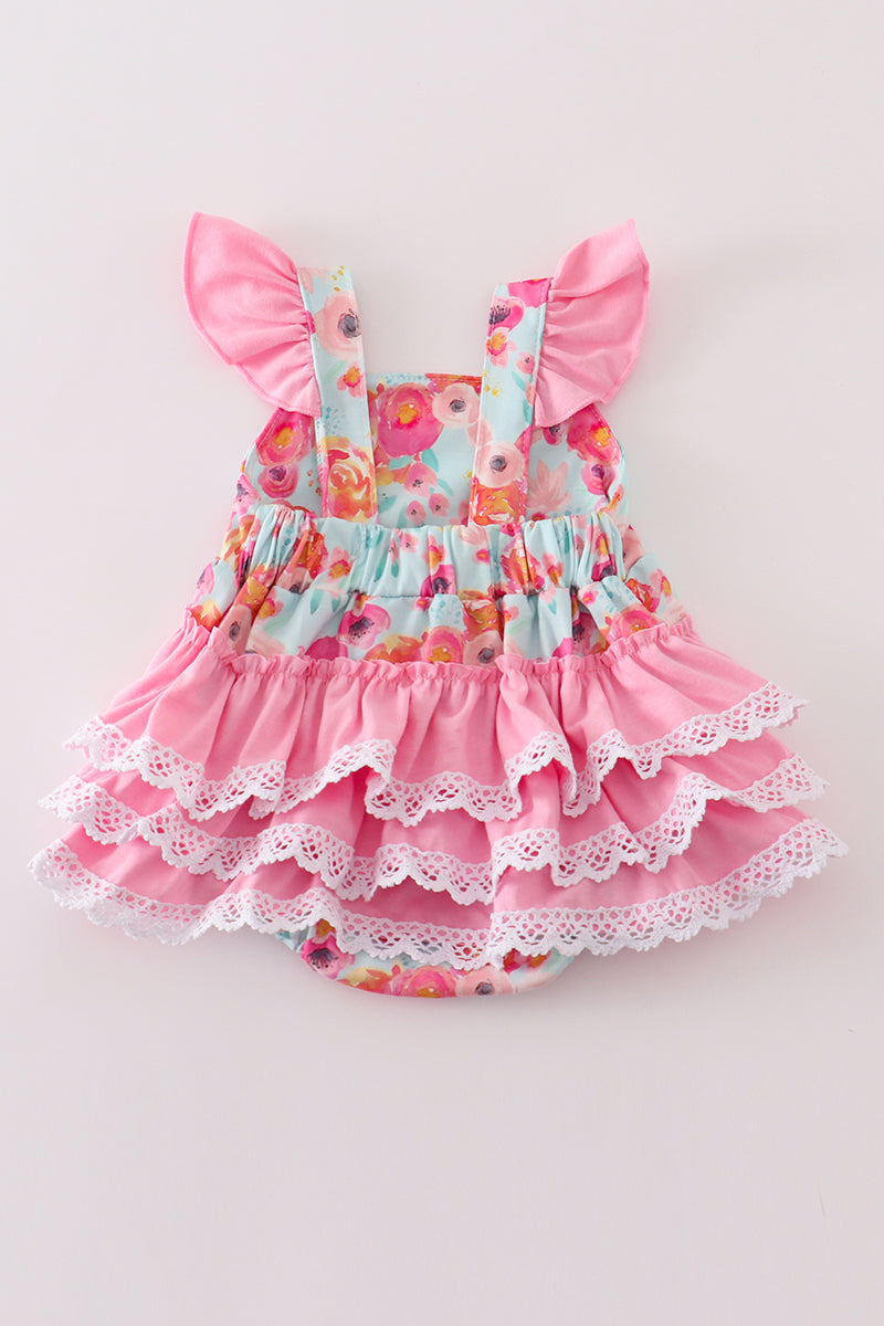 Pink floral ruffle girl bubble