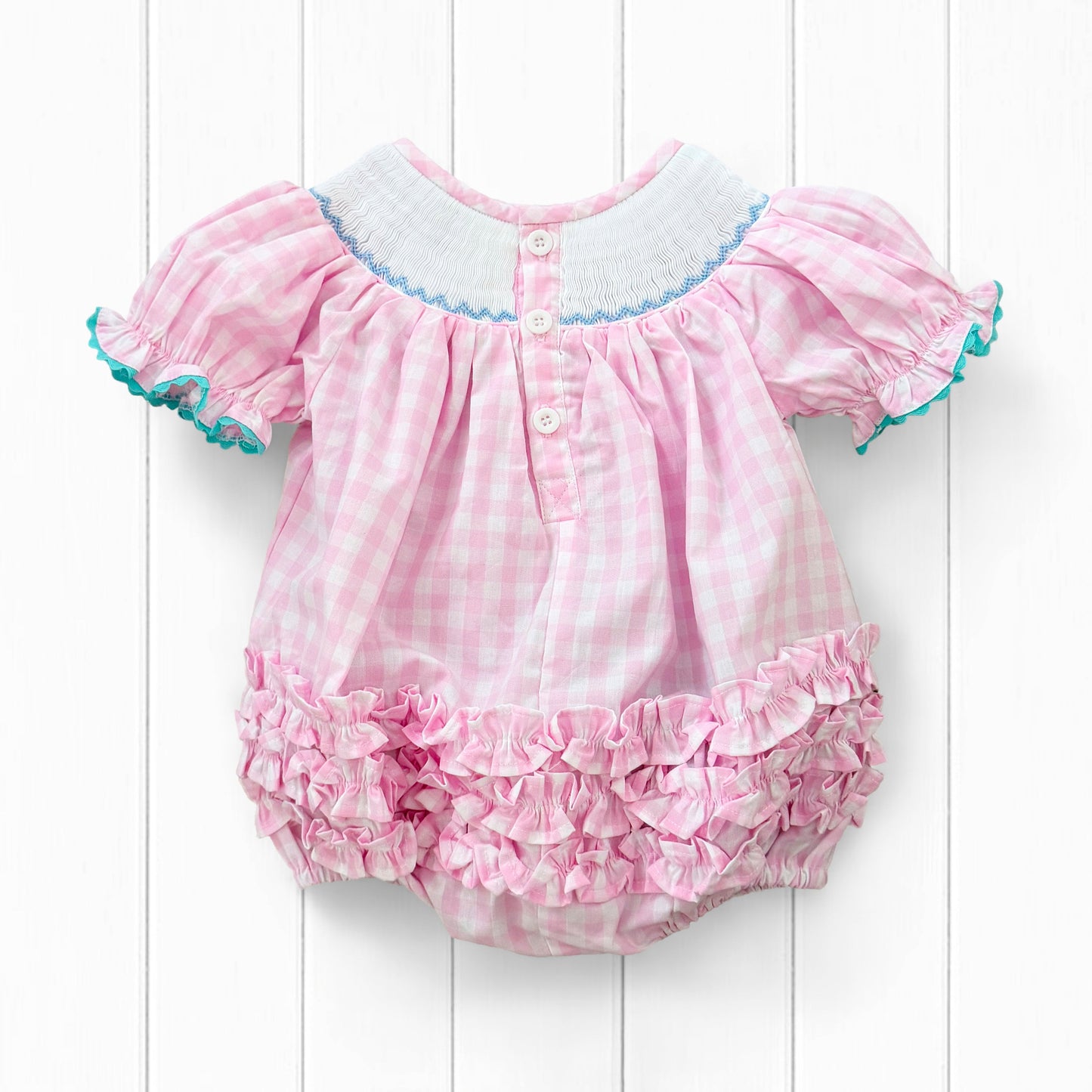 Smocked Pink Bunny Bubble
