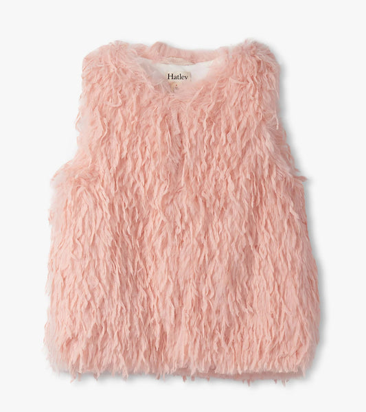 Pale Pink Feather Faux Fur vest