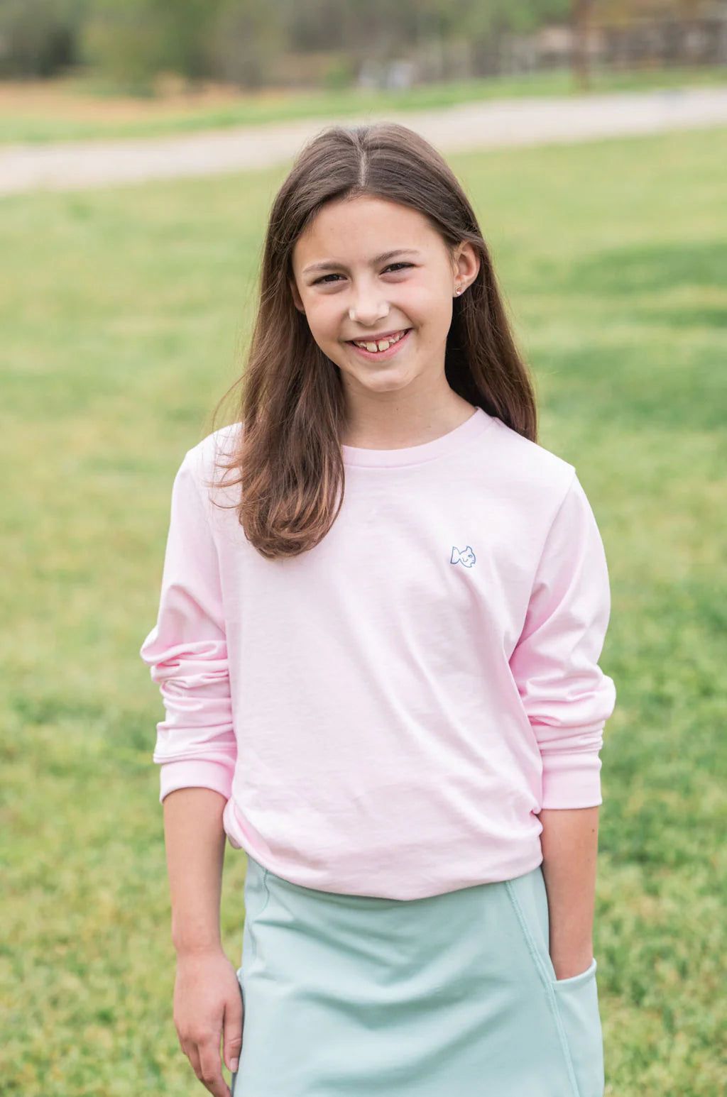 Girls Long Sleeve Cotton T-Shirt in Pink with Cowgirl Boots