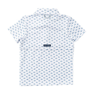 PRODOH Boys Golf Cart Print Pro Performance Short Sleeve Polo