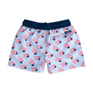 PRODOH Boys' Boogie Board Swim Trunks: UPF 50+ American Flag Print