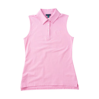 PRODOH Women's Sleeveless Solid Cotton Polo - Pink Frosting