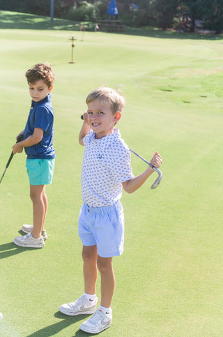 PRODOH Boys Golf Cart Print Pro Performance Short Sleeve Polo