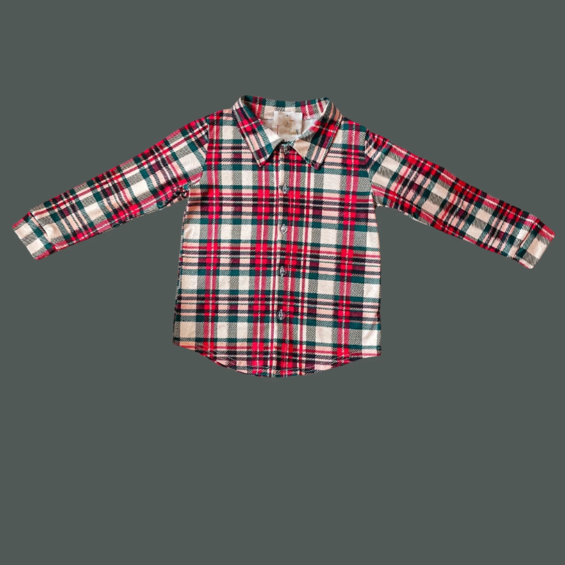 Red Christmas Plaid Boys Shirt