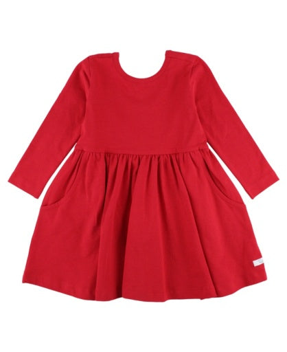 Red Knit Long Sleeve Twirl Dress