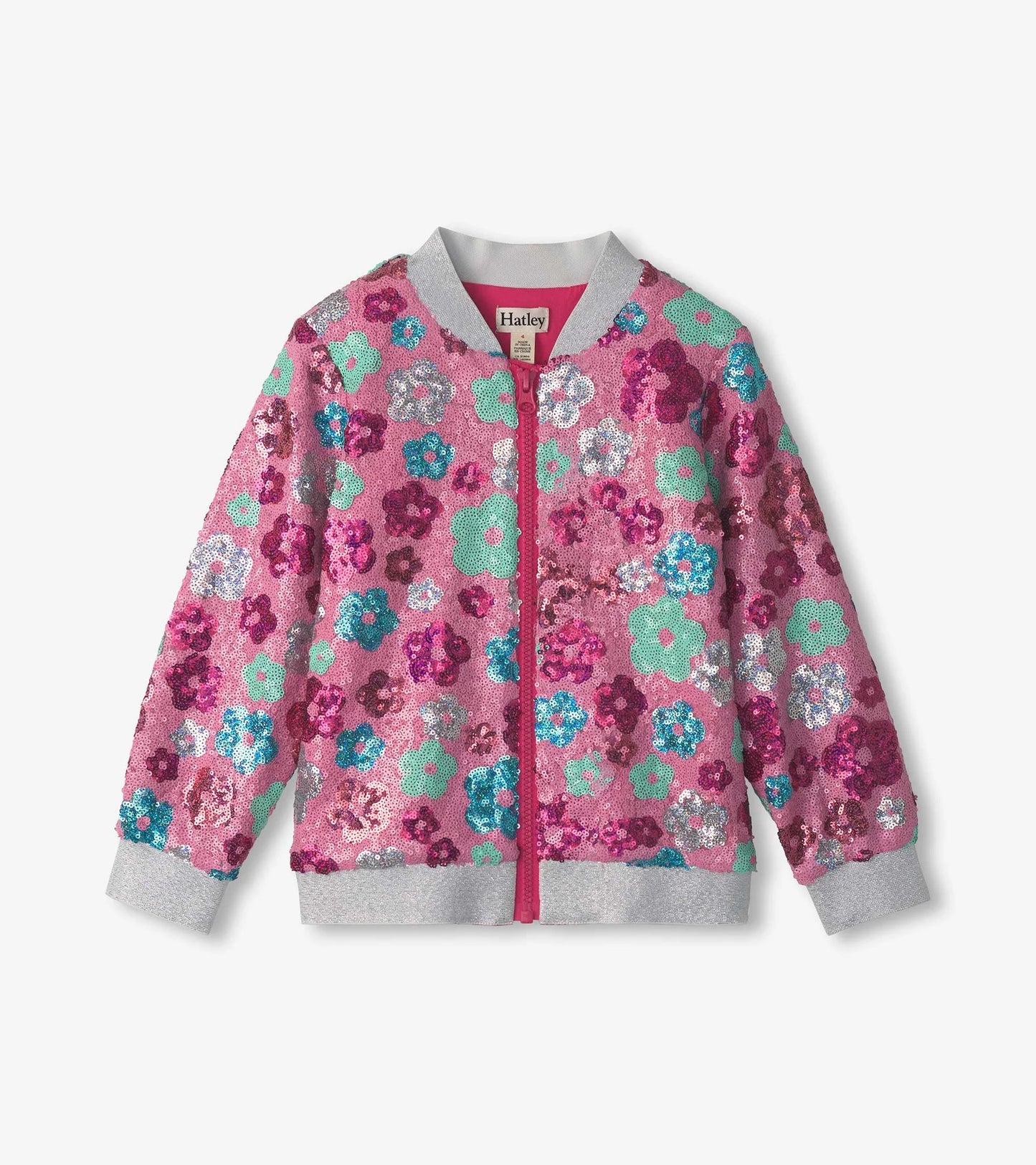 Girls Daisy Sequins Sequined Bomber Jacket