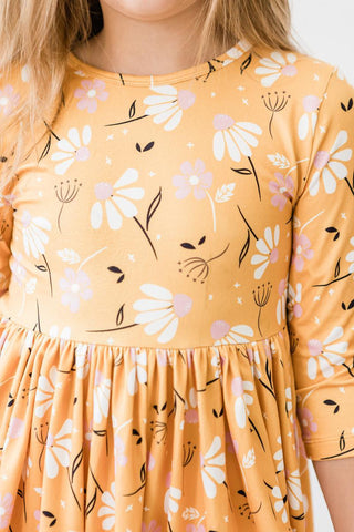 Dandelions in Fall 3/4 Sleeve Pocket Twirl Dress