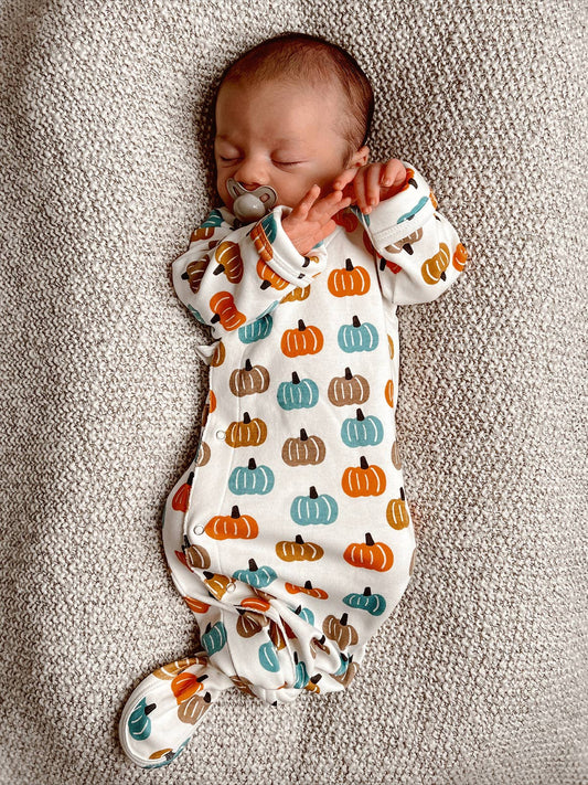 Pumpkin Patch / Organic Kimono Knot Gown (Baby - Kids)