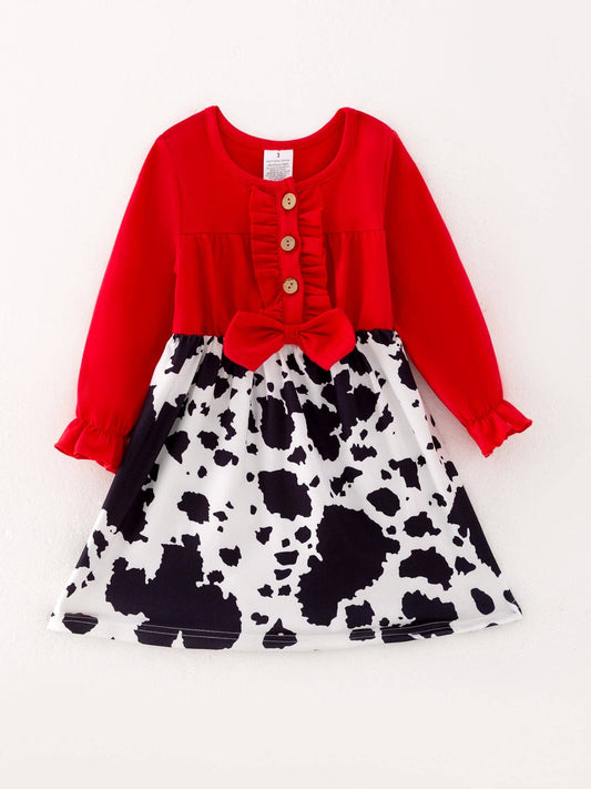 Girls Cow Print Dress