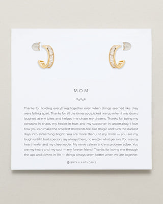 Mom Baguette Mini Hoop Earrings