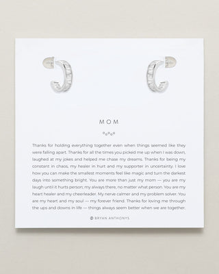 Mom Baguette Mini Hoop Earrings