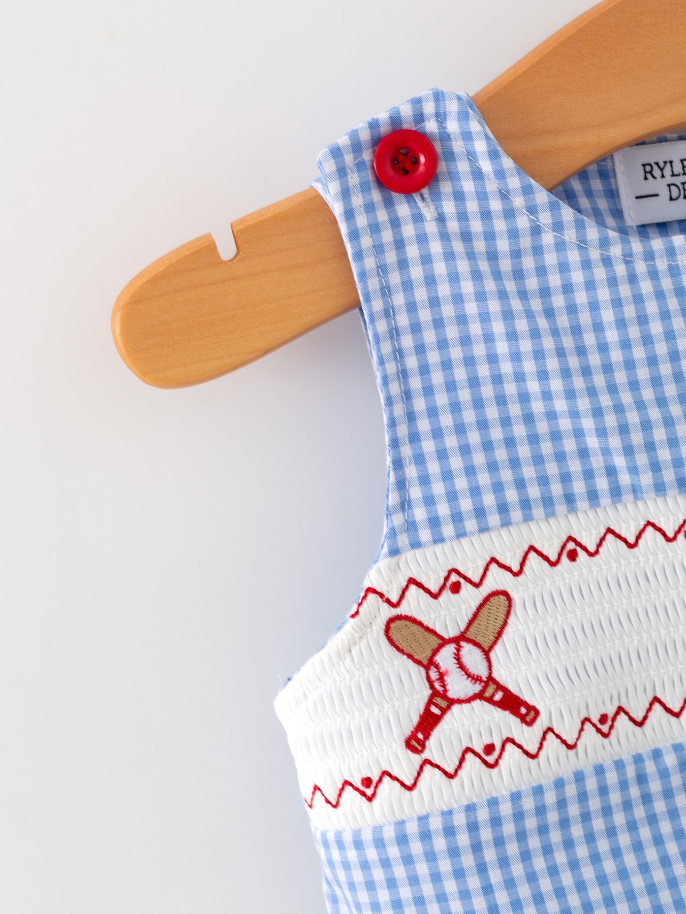 Baby Boy Baseball Smocked Romper – Blue Plaid Summer Outfit - Sunny Meadow Boutique