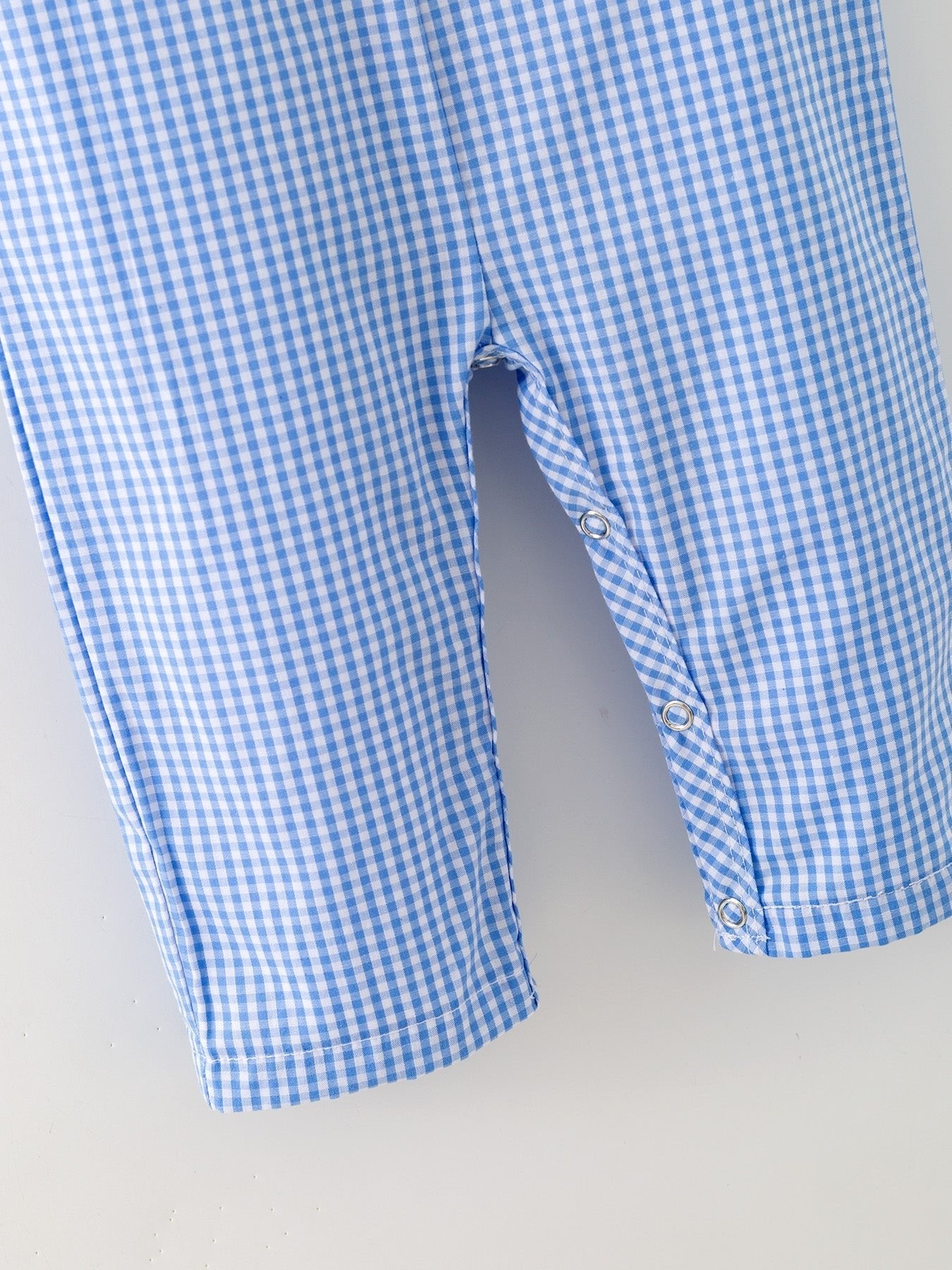 Baby Boy Baseball Smocked Romper – Blue Plaid Summer Outfit - Sunny Meadow Boutique