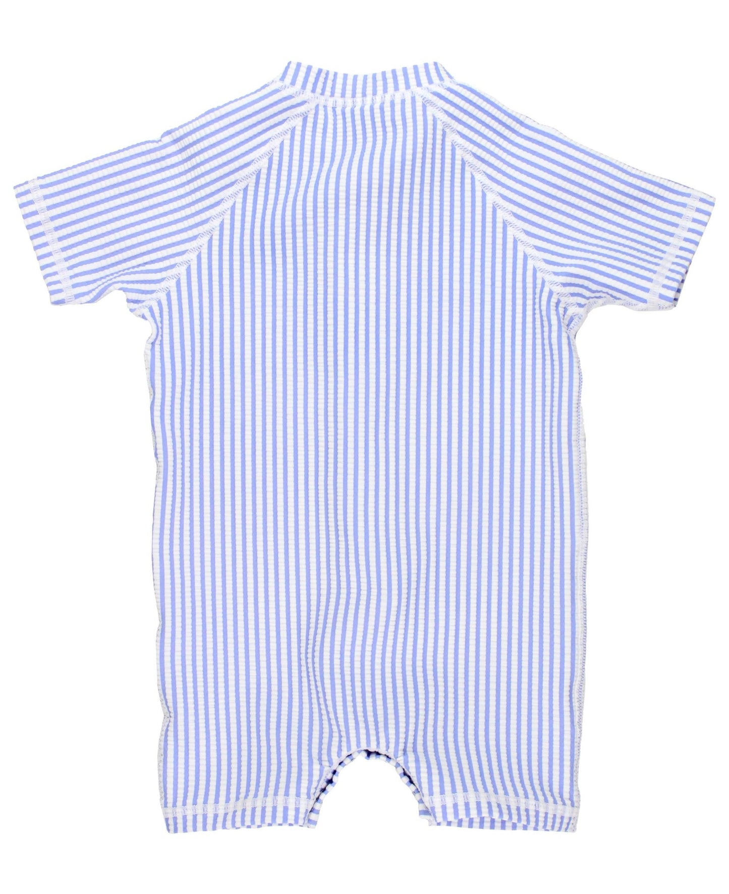 Baby Boys Periwinkle Blue Seersucker Short Sleeve One Piece Rash Guard - Sunny Meadow Boutique