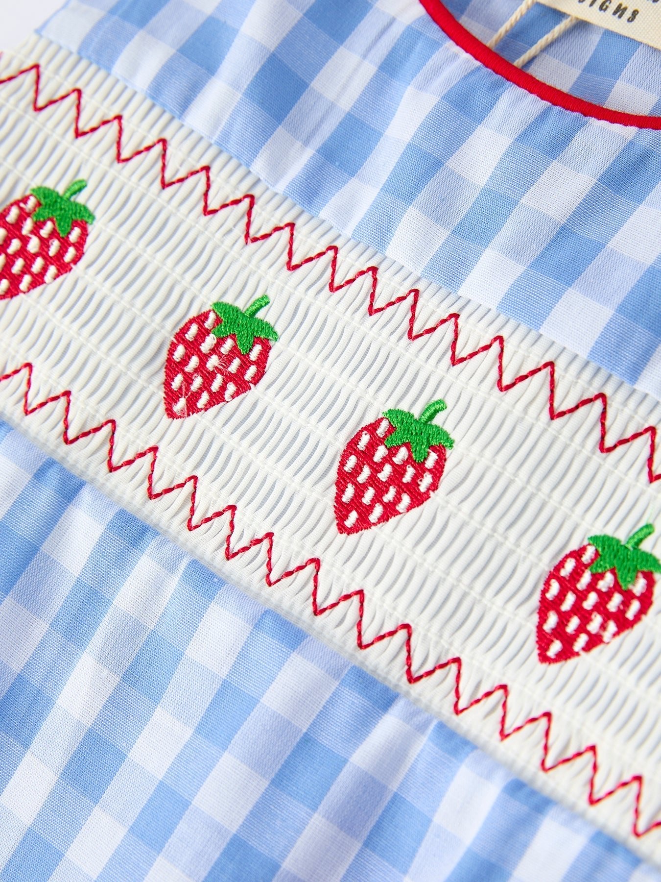 Baby Boys Summer Strawberry Embroidered Smocked Romper - Sunny Meadow Boutique
