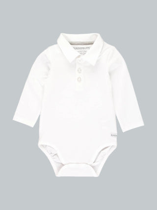 Baby Boys White Knit Polo Bodysuit - Sunny Meadow Boutique