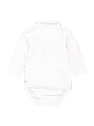Baby Boys White Knit Polo Bodysuit - Sunny Meadow Boutique