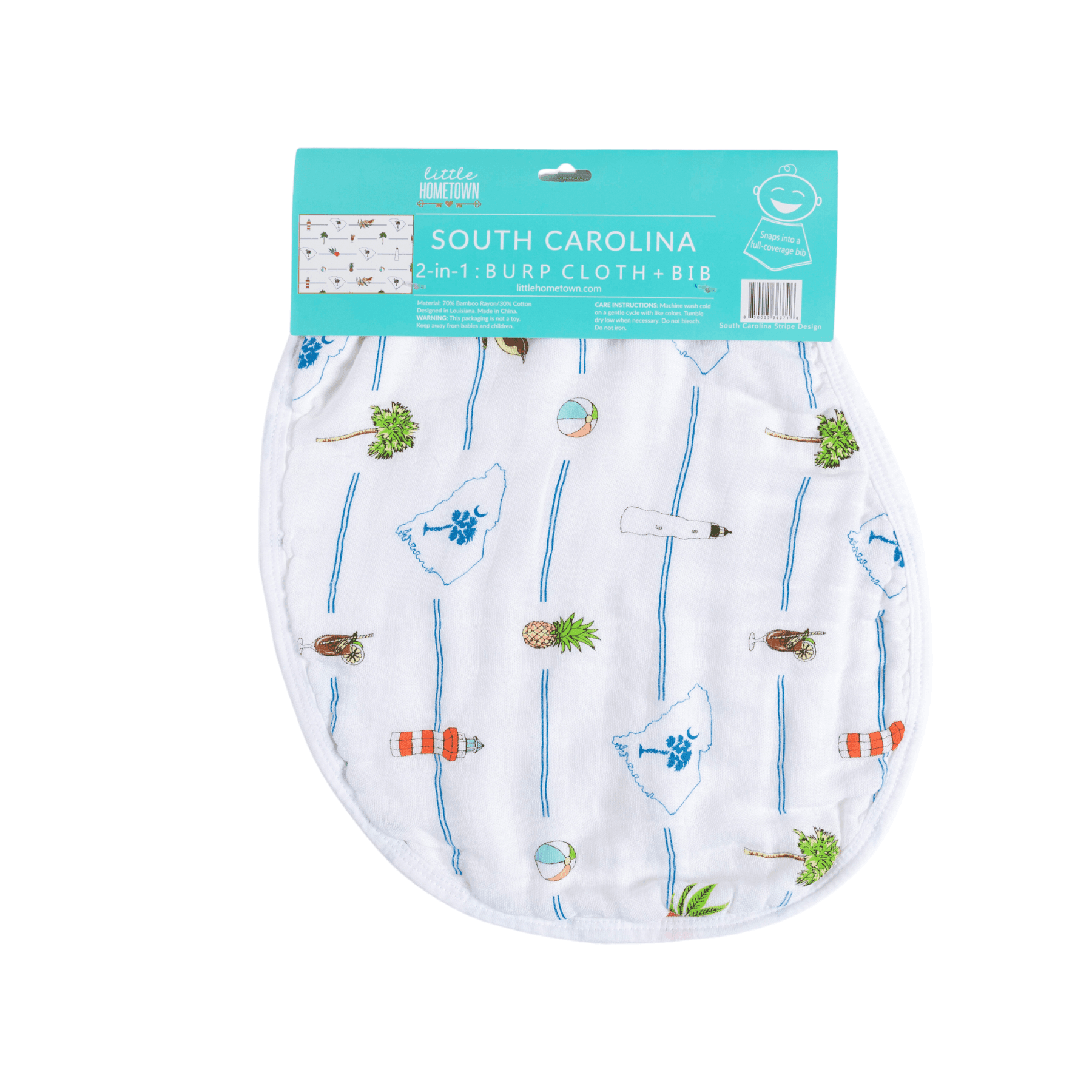 Baby Burp Cloth & Bib Combo: South Carolina - Sunny Meadow Boutique