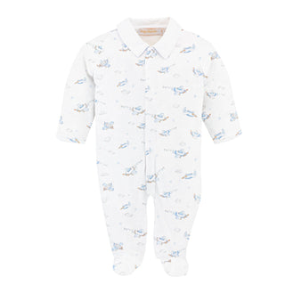 Baby Club Chic Boys Up, Up and Away Hot Air Balloon Pima Cotton Footie with Collar - Sunny Meadow Boutique