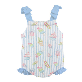 Baby Club Chic Girls Scoops & Smiles Ice Cream Pima Cotton Bubble with Pink Bows - Sunny Meadow Boutique