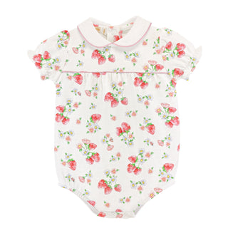 Baby Club Chic Girls Strawberry Kisses Pima Cotton Bubble with Round Collar - Sunny Meadow Boutique