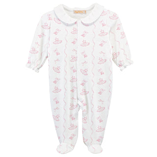 Baby Club Chic Girls Sugarplum Steps Pima Cotton Ruffled Footie - Sunny Meadow Boutique