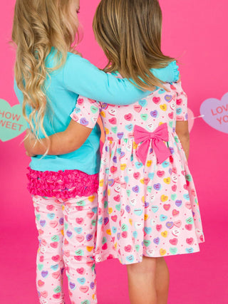 Baby Girls Be My Valentine Ruched Bow Leggings - Sunny Meadow Boutique
