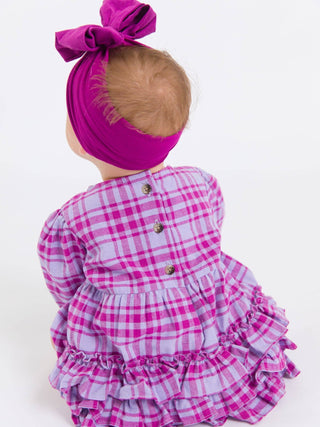 Baby Girls Harper Plaid Woven Long Sleeve Bubble Romper - Sunny Meadow Boutique